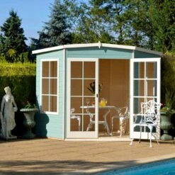 Shire Hampton 7x7 Glass Pent Shiplap Wooden Summer House - Base Not Included -Gardens and Outdoor shire hampton 7x7 glass pent shiplap wooden summer house base not included5019804779833 01i bq