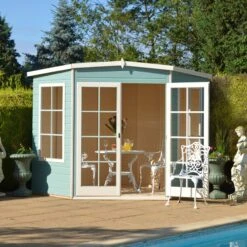 Shire Hampton 7x7 Toughened Glass Pent Shiplap Wooden Summer House - Base Not Included -Gardens and Outdoor shire hampton 7x7 toughened glass pent shiplap wooden summer house base not included5019804111121 03i bq