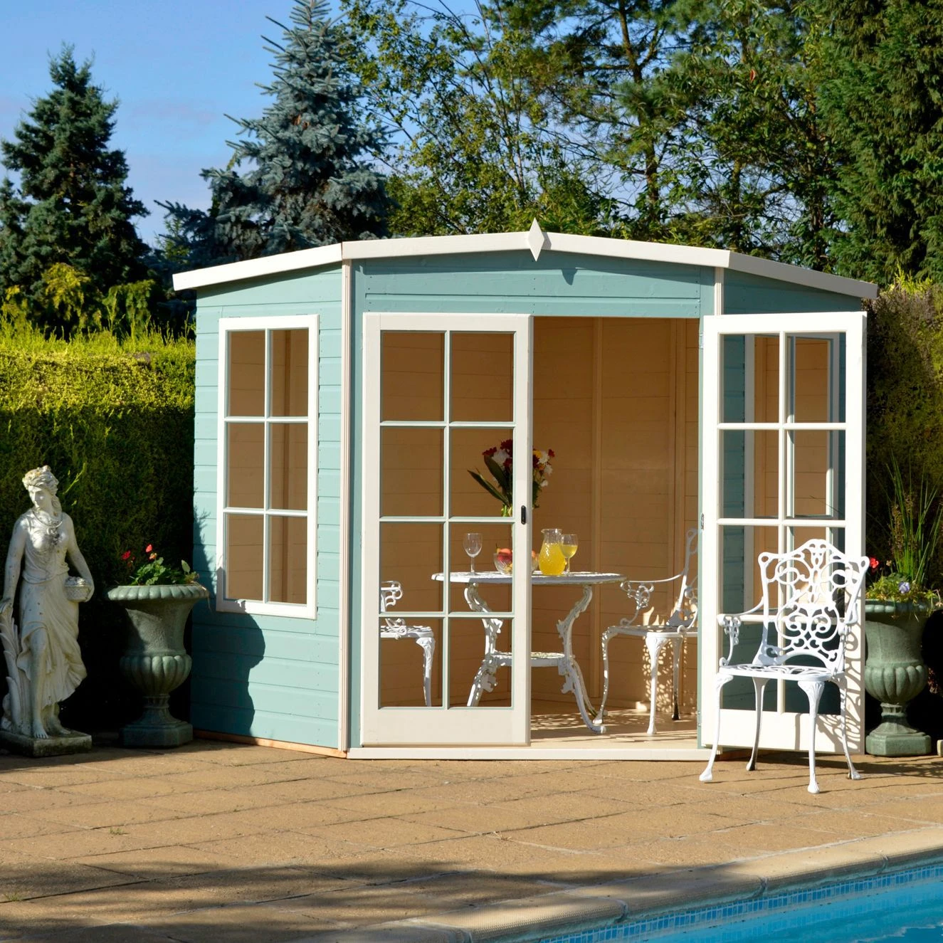 Shire Hampton 8x8 Glass Pent Shiplap Wooden Summer House - Base Not Included 7 Shire Hampton 8x8 Glass Pent Shiplap Wooden Summer House - Base Not Included - Image 5