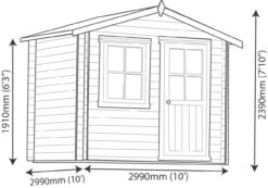 Shire Hartley 10x10 Apex Tongue & Groove Wooden Cabin (Base Included) -Gardens and Outdoor shire hartley 10x10 apex tongue groove wooden cabin base included 5019804198863 03t