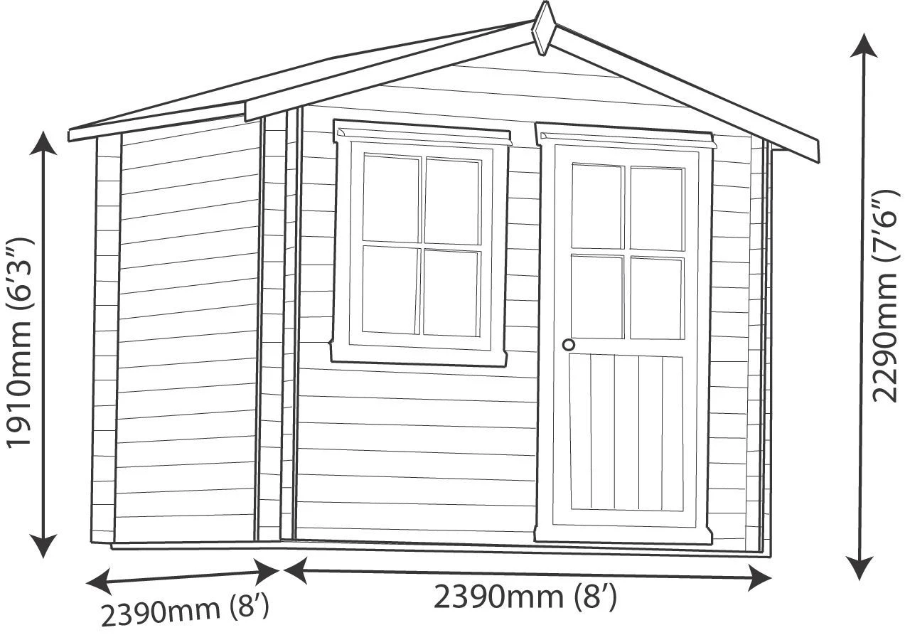 Shire Hartley 8x8 Apex Tongue & Groove Wooden Cabin (Base Included) 12 Shire Hartley 8x8 Apex Tongue & Groove Wooden Cabin (Base Included) - Image 10