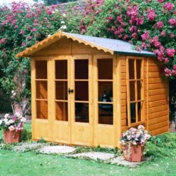 Shire Kensington 7x7 Toughened Glass Apex Shiplap Wooden Summer House - Base Not Included -Gardens and Outdoor shire kensington 7x7 toughened glass apex shiplap wooden summer house base not included5019804111183 01i