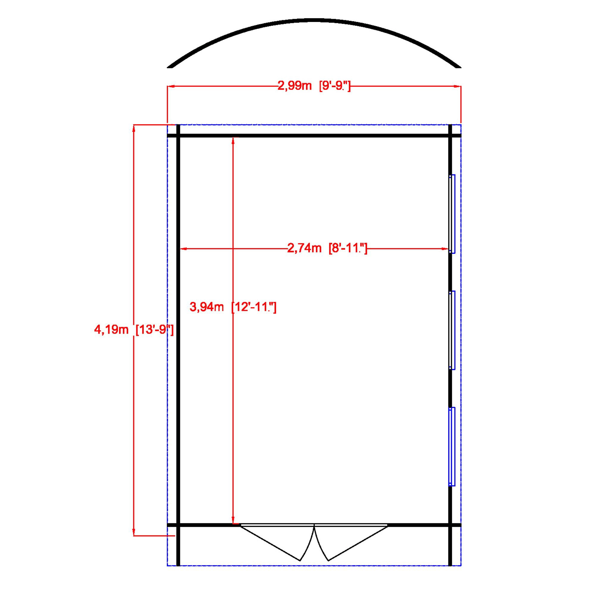 Shire Kilburn 10x14 Ft Toughened Glass Curved Tongue & Groove Wooden Cabin - Assembly Service Included 4 Shire Kilburn 10x14 Ft Toughened Glass Curved Tongue & Groove Wooden Cabin - Assembly Service Included - Image 2