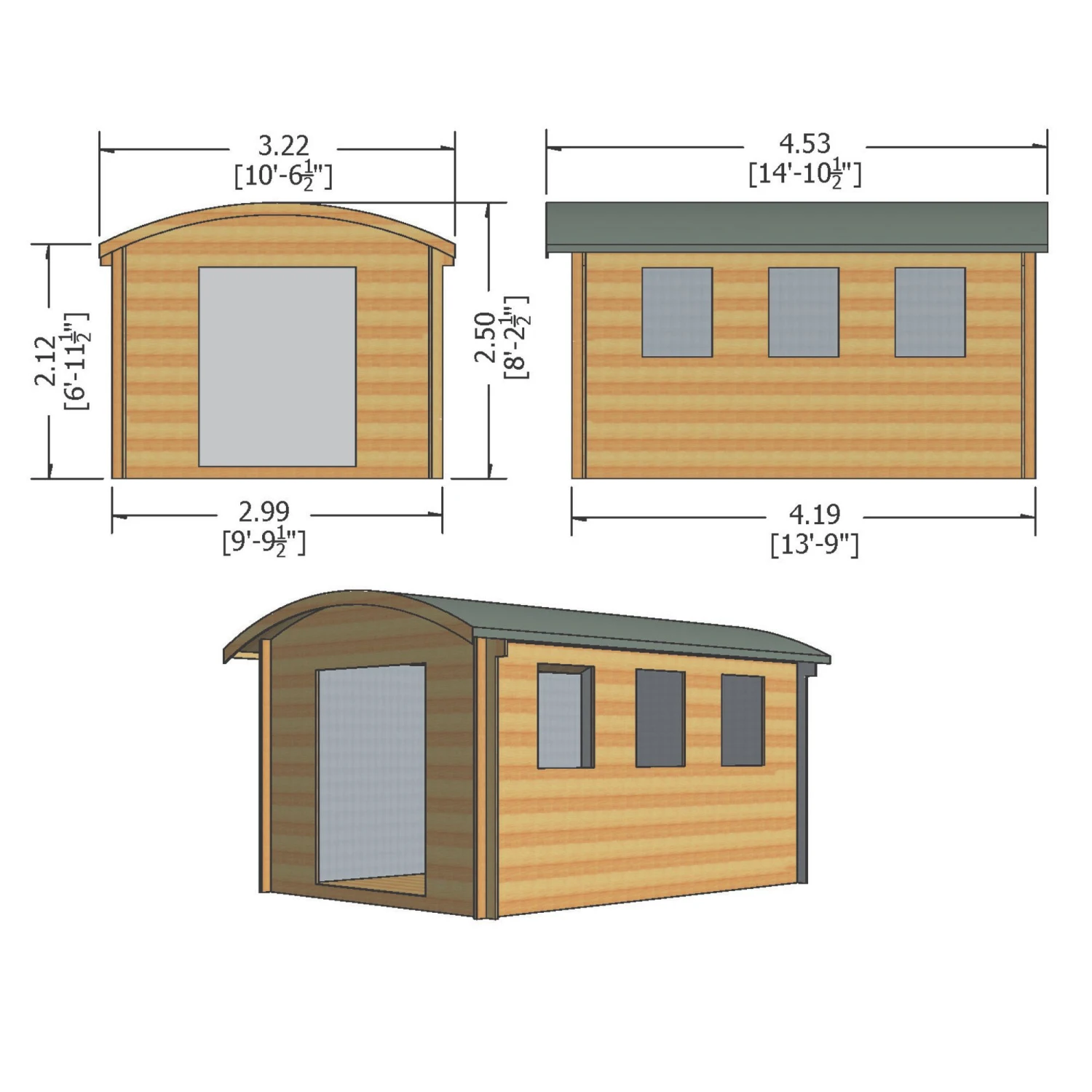 Shire Kilburn 10x14 Ft Toughened Glass Curved Tongue & Groove Wooden Cabin - Assembly Service Included 5 Shire Kilburn 10x14 Ft Toughened Glass Curved Tongue & Groove Wooden Cabin - Assembly Service Included - Image 3