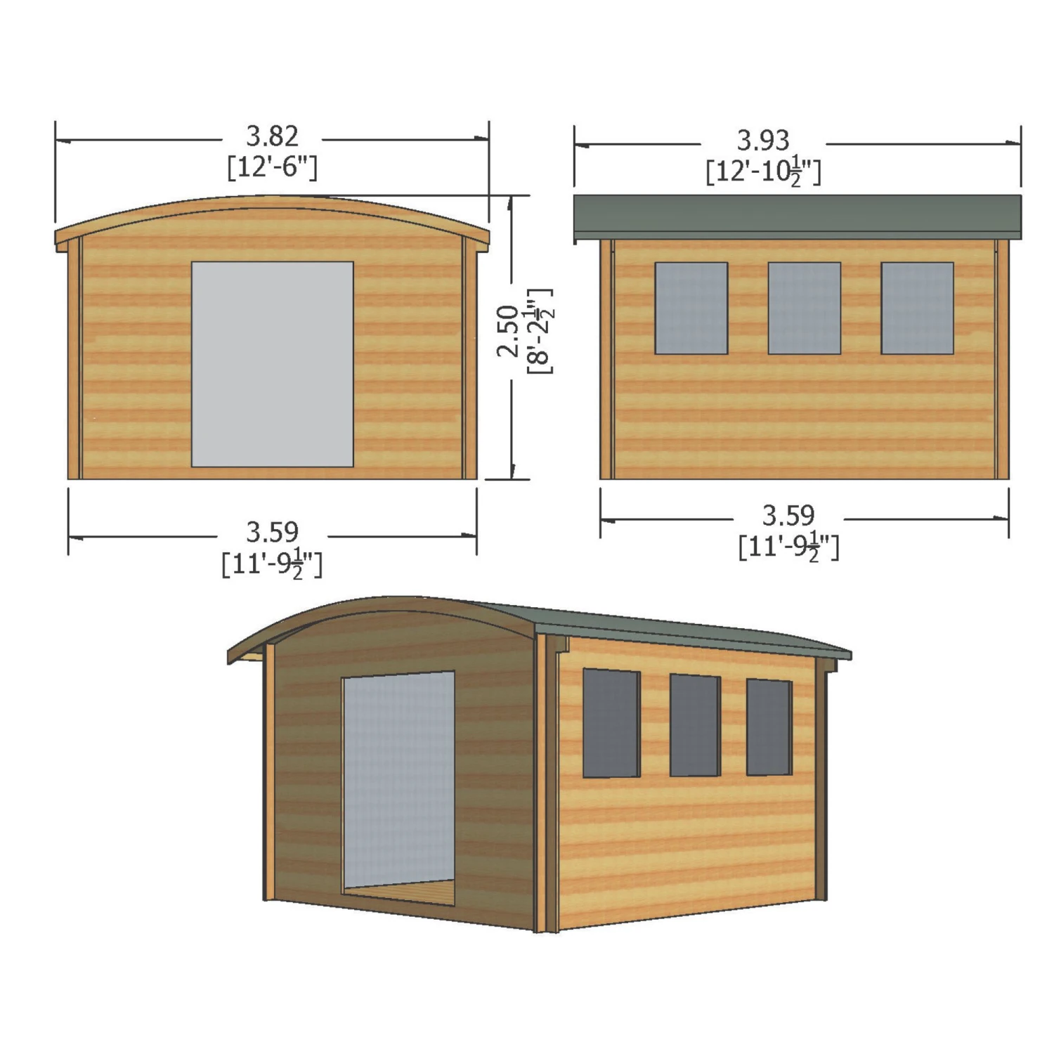 Shire Kilburn 12x12 Ft Toughened Glass Curved Tongue & Groove Wooden Cabin 5 Shire Kilburn 12x12 Ft Toughened Glass Curved Tongue & Groove Wooden Cabin - Image 3