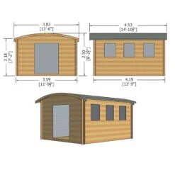 Shire Kilburn 12x14 Ft Toughened Glass Curved Tongue & Groove Wooden Cabin - Assembly Service Included -Gardens and Outdoor shire kilburn 12x14 ft toughened glass curved tongue groove wooden cabin assembly service included5019804119691 02t bq