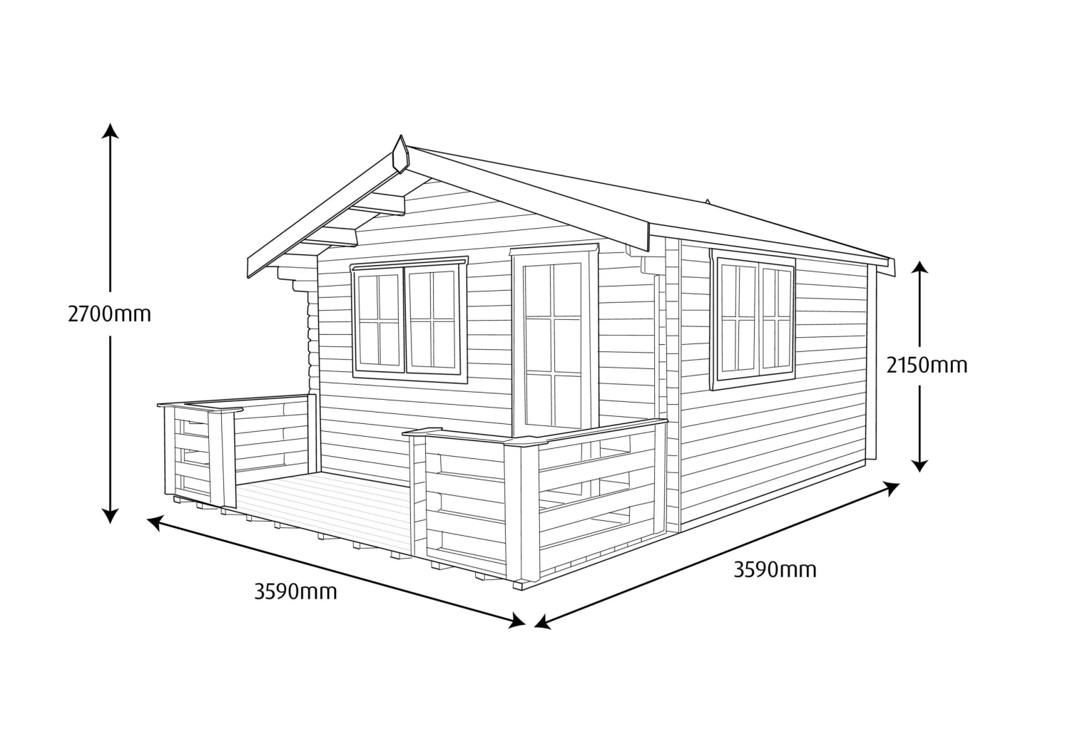 Shire Kinver 12x12 Glass Apex Tongue & Groove Wooden Cabin - Base Not Included 12 Shire Kinver 12x12 Glass Apex Tongue & Groove Wooden Cabin - Base Not Included - Image 10