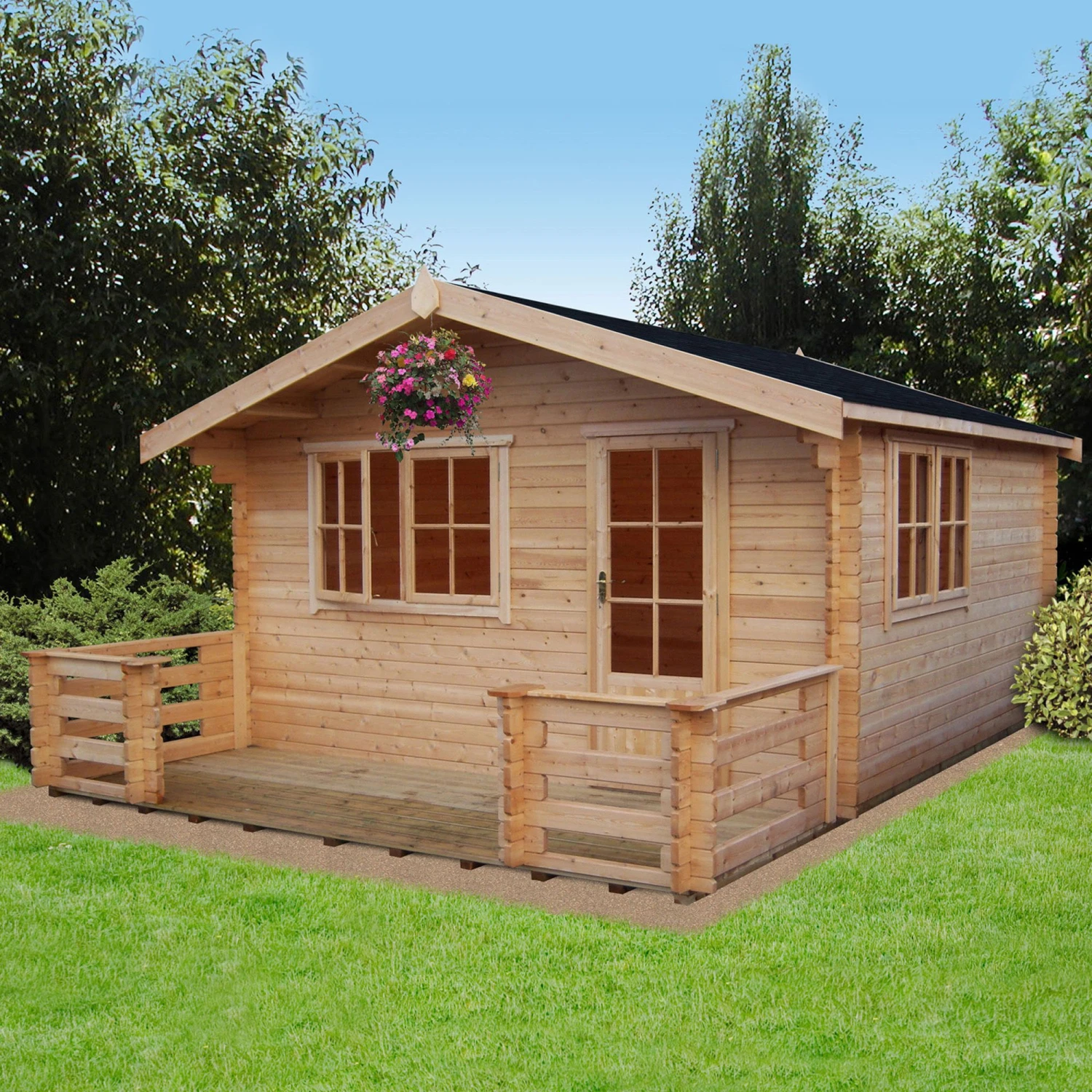 Shire Kinver 12x14 Toughened Glass Apex Tongue & Groove Wooden Cabin - Base Not Included 5 Shire Kinver 12x14 Toughened Glass Apex Tongue & Groove Wooden Cabin - Base Not Included - Image 3