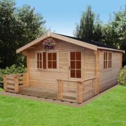 Shire Kinver 14x14 Ft Apex Tongue & Groove Wooden Cabin With Felt Tile Roof - Assembly Service Included -Gardens and Outdoor shire kinver 14x14 ft apex tongue groove wooden cabin with felt tile roof assembly service included5019804111435 01i