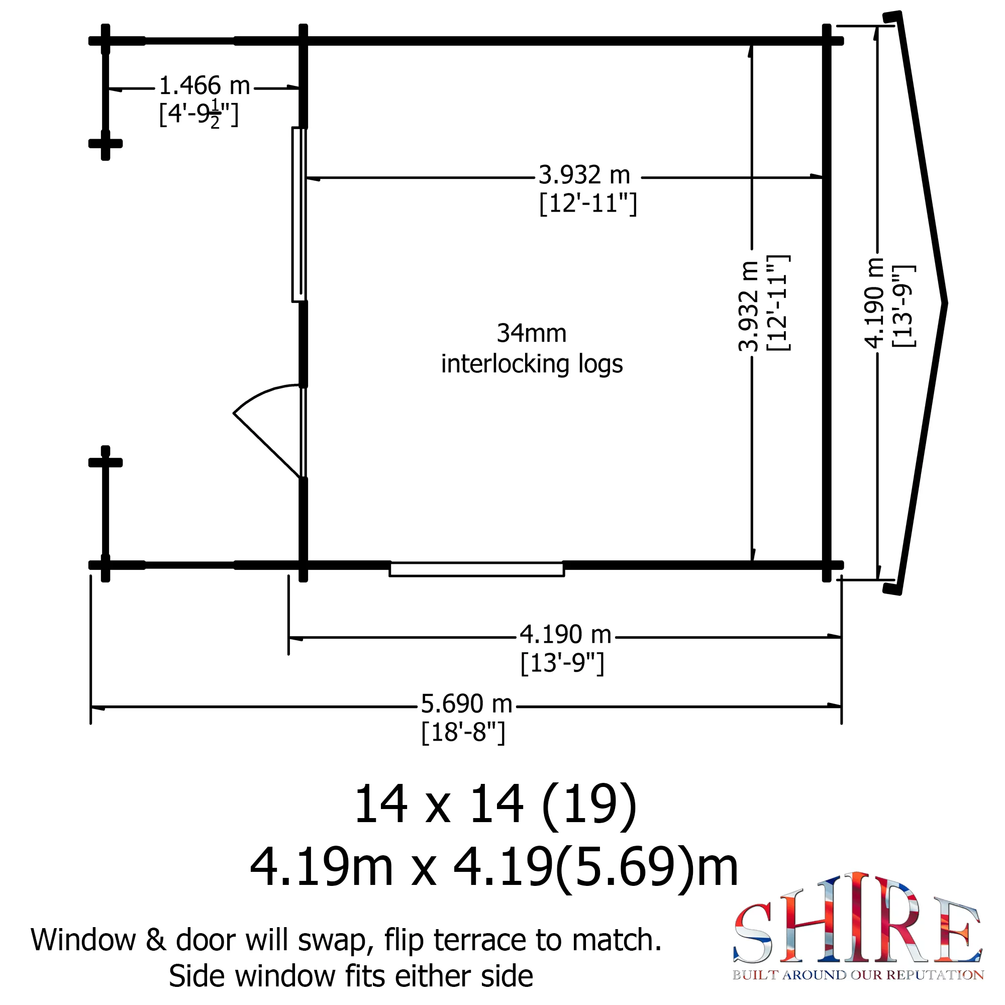 Shire Kinver 14x14 Glass Apex Tongue & Groove Wooden Cabin - Base Not Included 13 Shire Kinver 14x14 Glass Apex Tongue & Groove Wooden Cabin - Base Not Included - Image 11