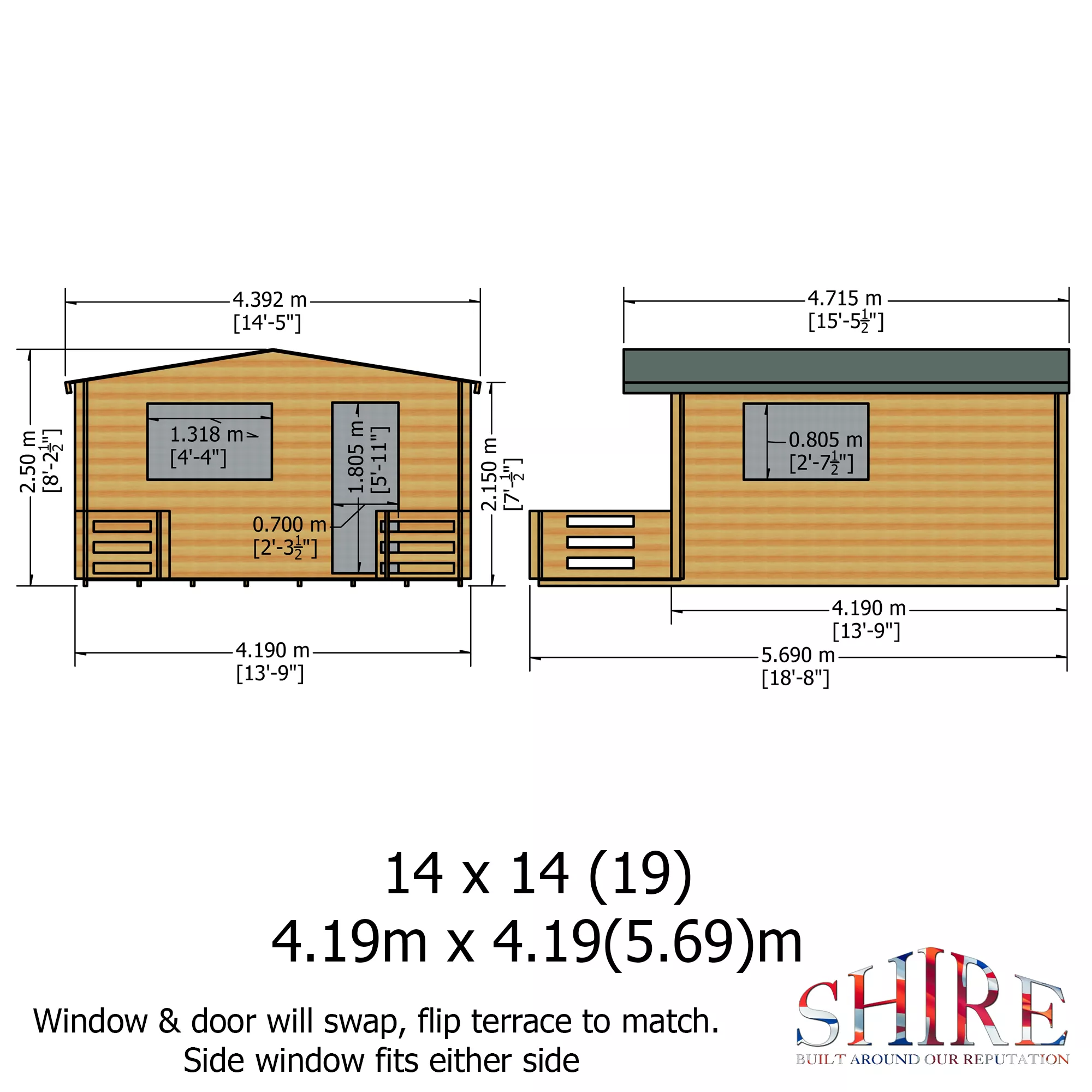 Shire Kinver 14x14 Glass Apex Tongue & Groove Wooden Cabin - Base Not Included 11 Shire Kinver 14x14 Glass Apex Tongue & Groove Wooden Cabin - Base Not Included - Image 9
