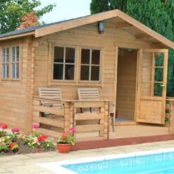 Shire Kinver 14x18 Glass Apex Tongue & Groove Wooden Cabin - Base Not Included -Gardens and Outdoor shire kinver 14x18 glass apex tongue groove wooden cabin base not included5019804114399 03i bq