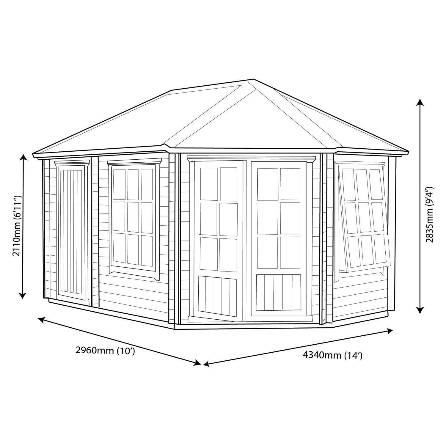 Shire Leygrove 14x10 Apex Tongue & Groove Wooden Cabin - Assembly Service Included 8 Shire Leygrove 14x10 Apex Tongue & Groove Wooden Cabin - Assembly Service Included - Image 6