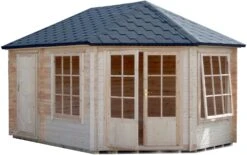 Shire Leygrove 14x10 Glass Apex Tongue & Groove Wooden Cabin - Base Not Included