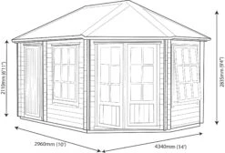 Shire Leygrove 14x10 Glass Apex Tongue & Groove Wooden Cabin - Base Not Included -Gardens and Outdoor shire leygrove 14x10 glass apex tongue groove wooden cabin base not included5019804251483 03t