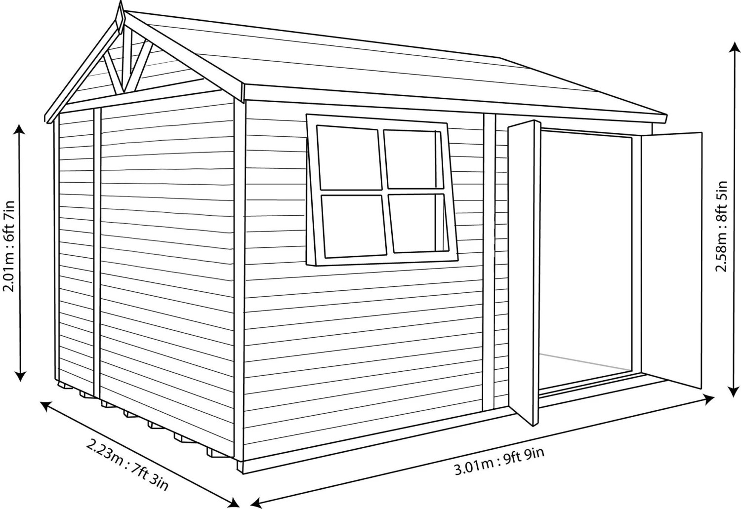 Shire Mammoth 10x7 Glass Apex Wooden Workshop - Base Not Included 6 Shire Mammoth 10x7 Glass Apex Wooden Workshop - Base Not Included - Image 4