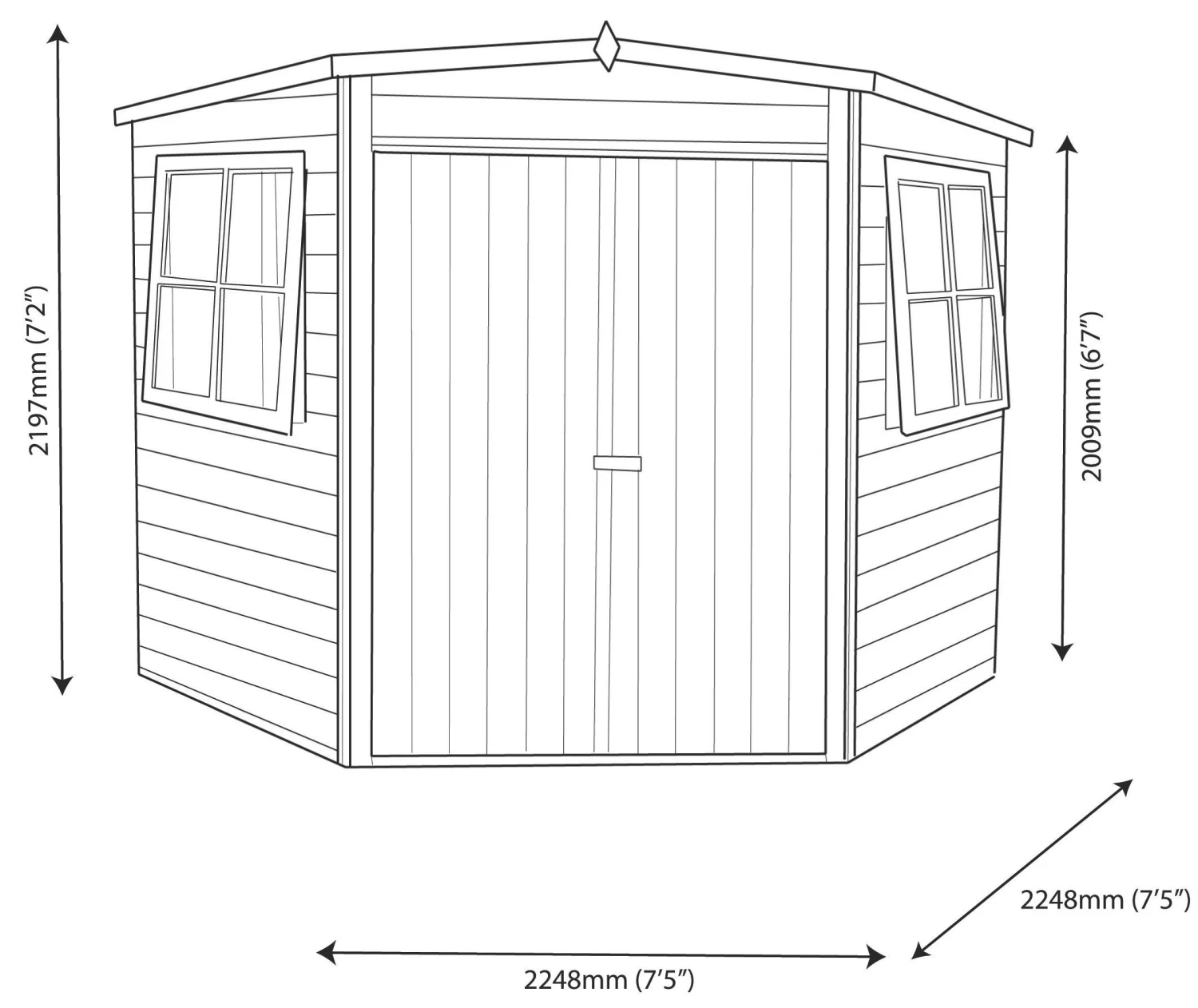 Shire Murrow 8x8 Ft Pent Shiplap Wooden 2 Door 2 Windows Shed With Floor 13 Shire Murrow 8x8 Ft Pent Shiplap Wooden 2 Door 2 Windows Shed With Floor - Image 11