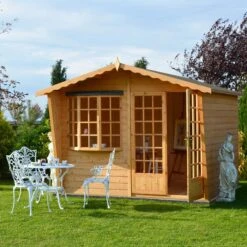 Shire Sandringham 10x10 Glass Apex Shiplap Wooden Summer House - Base Not Included -Gardens and Outdoor shire sandringham 10x10 glass apex shiplap wooden summer house base not included5019804111671 02i bq