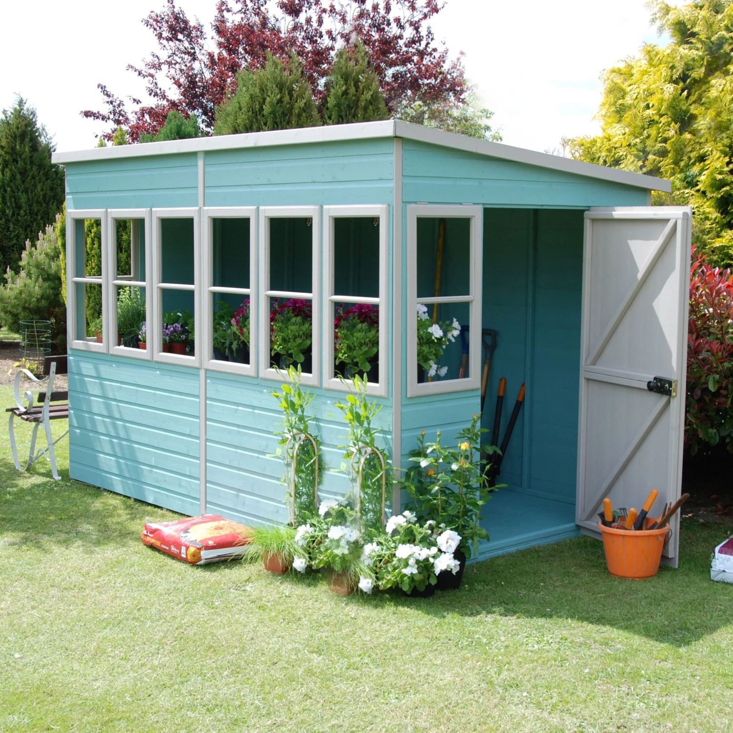 Shire Sun 10x6 Glass Pent Shiplap Wooden Summer House - Base Not Included 7 Shire Sun 10x6 Glass Pent Shiplap Wooden Summer House - Base Not Included - Image 5