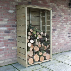 Shire Wooden Tall Log Store -Gardens and Outdoor shire wooden tall log store5060490131221 01i bq