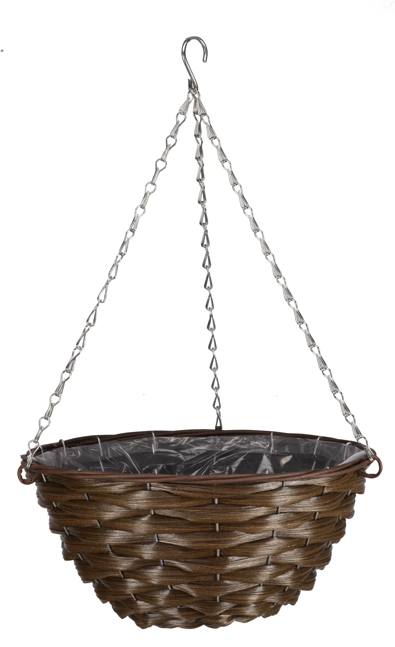 Smart Garden Faux Rattan Brown Round Plastic Hanging Basket, 35cm 3 Smart Garden Faux Rattan Brown Round Plastic Hanging Basket, 35cm