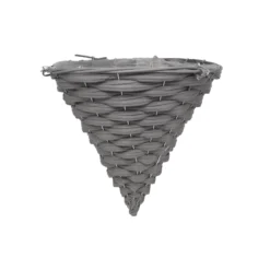 Smart Garden Faux Rattan Grey Cone Plastic Hanging Basket, 35cm