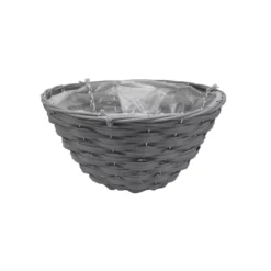 Smart Garden Faux Rattan Grey Round Plastic Hanging Basket, 35cm