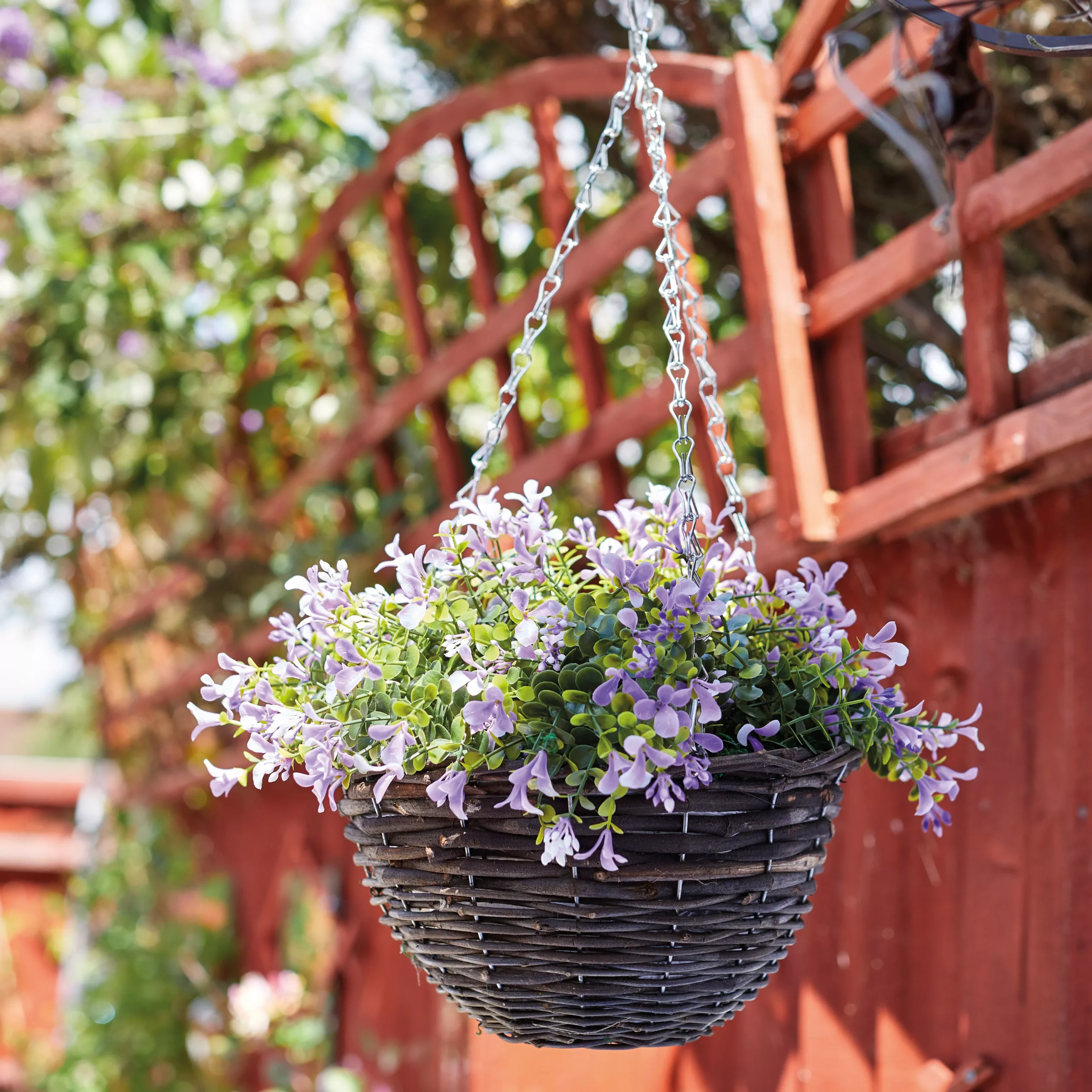 Smart Garden Pansy Artificial Lilac & Green Round Plastic Hanging Basket, 25cm 4 Smart Garden Pansy Artificial Lilac & Green Round Plastic Hanging Basket, 25cm - Image 2