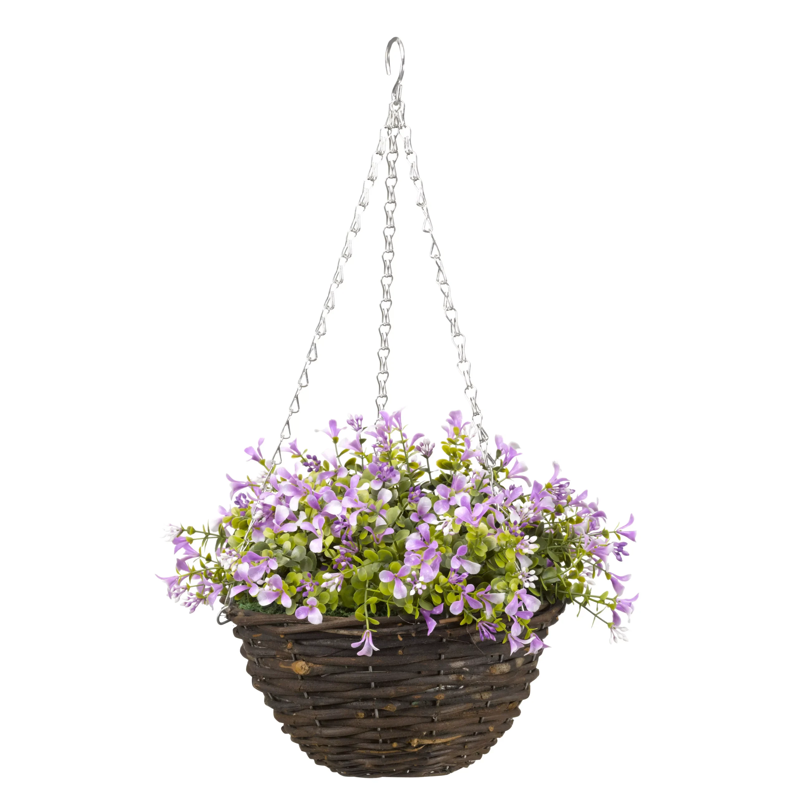 Smart Garden Pansy Artificial Lilac & Green Round Plastic Hanging Basket, 25cm 3 Smart Garden Pansy Artificial Lilac & Green Round Plastic Hanging Basket, 25cm