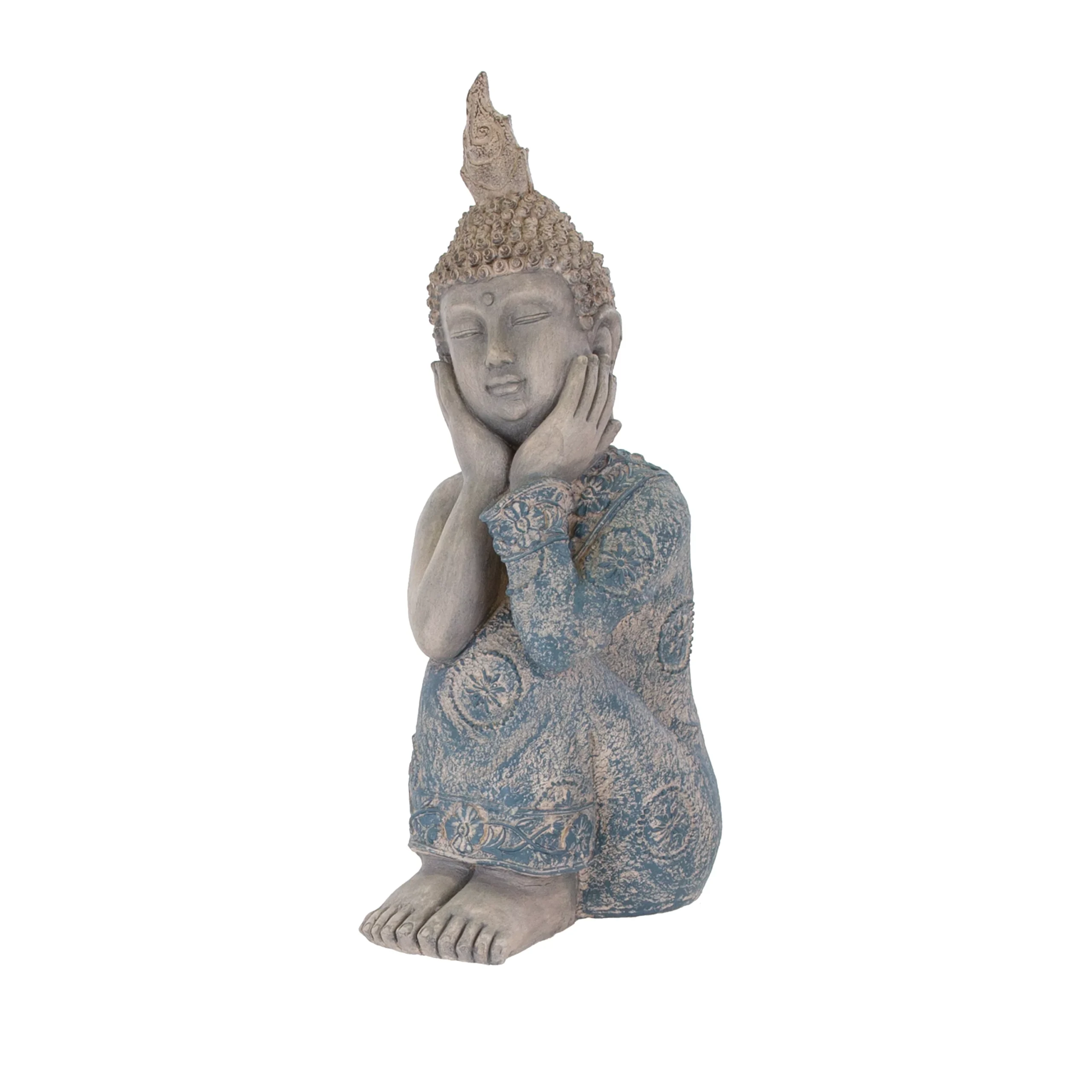 Terrastyle Grey & Blue Buddha Garden Ornament (H)61cm 3 Terrastyle Grey & Blue Buddha Garden Ornament (H)61cm