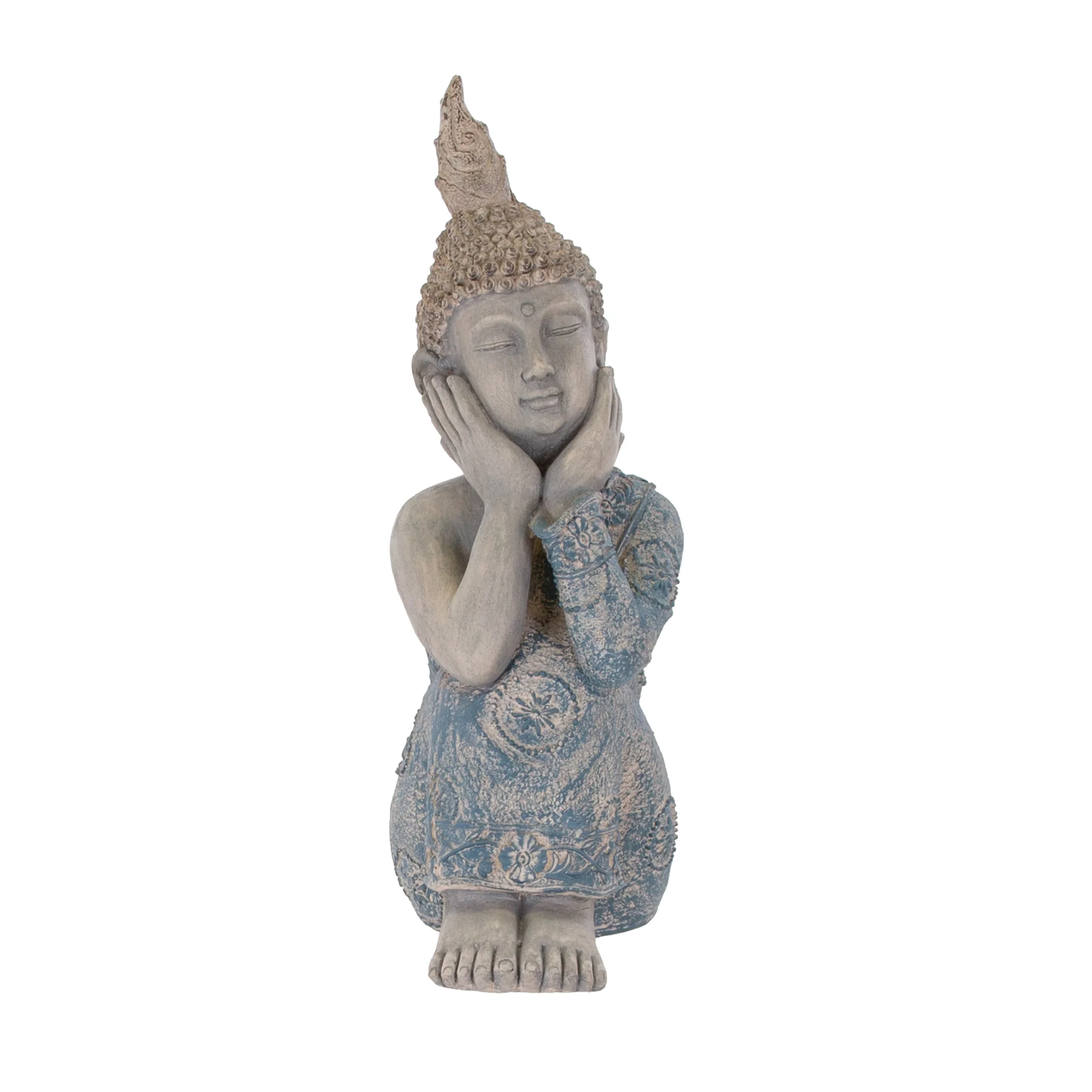 Terrastyle Grey & Blue Buddha Garden Ornament (H)61cm 5 Terrastyle Grey & Blue Buddha Garden Ornament (H)61cm - Image 3