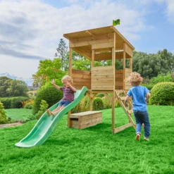 TP Toys 8x7 Tree Top Timber Tower Slide Playhouse Assembly Required -Gardens and Outdoor tp toys 8x7 tree top timber tower slide playhouse assembly required5021854803543 04i bq
