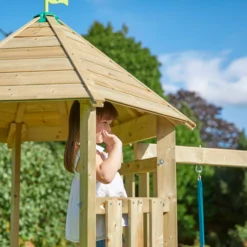 TP Toys Castlewood Brown & Green Wooden Swing Set & Slide -Gardens and Outdoor tp toys castlewood brown green wooden swing set slide5021854934018 09i bq