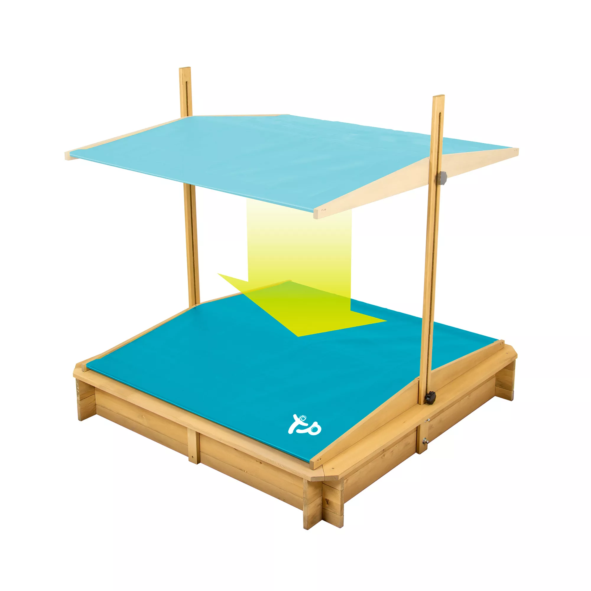 TP Toys Timber Rectangular Sand Pit With Canopy 4 TP Toys Timber Rectangular Sand Pit With Canopy - Image 2