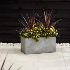 Verve Abava Grey Terrazzo Rectangular Planter -Gardens and Outdoor verve abava grey terrazzo rectangular planter5059340327860 01i