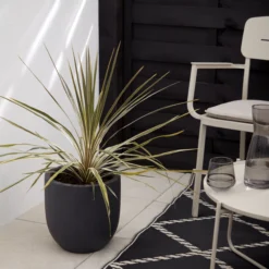 Verve Ammer Dark Grey Fibreclay Circular Plant Pot (Dia)28cm -Gardens and Outdoor verve ammer dark grey fibreclay circular plant pot dia 28cm5059340327662 01i