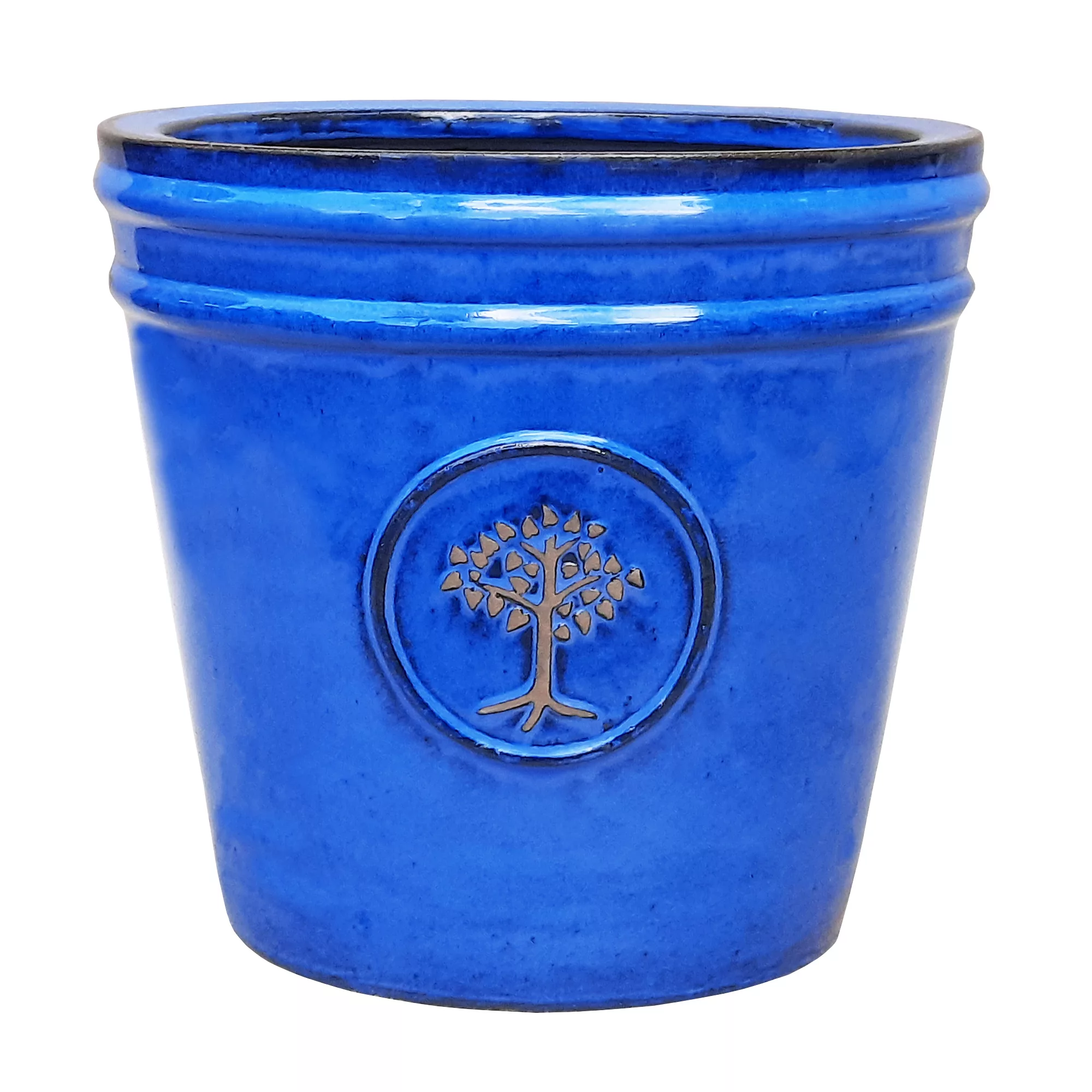 Verve Barcău Blue Ceramic Round Plant Pot (Dia)40cm 3 Verve Barcău Blue Ceramic Round Plant Pot (Dia)40cm