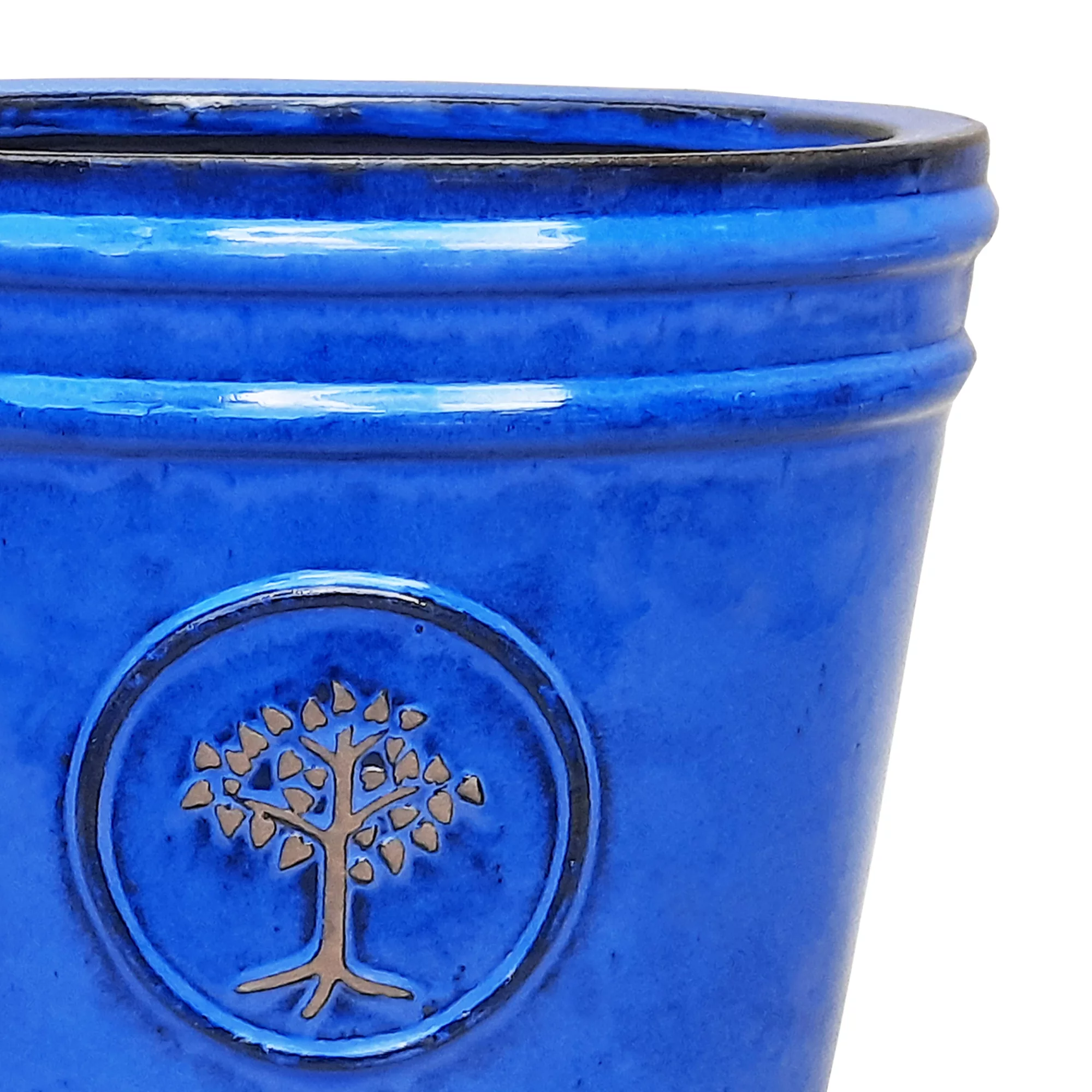 Verve Barcău Blue Ceramic Round Plant Pot (Dia)40cm 4 Verve Barcău Blue Ceramic Round Plant Pot (Dia)40cm - Image 2