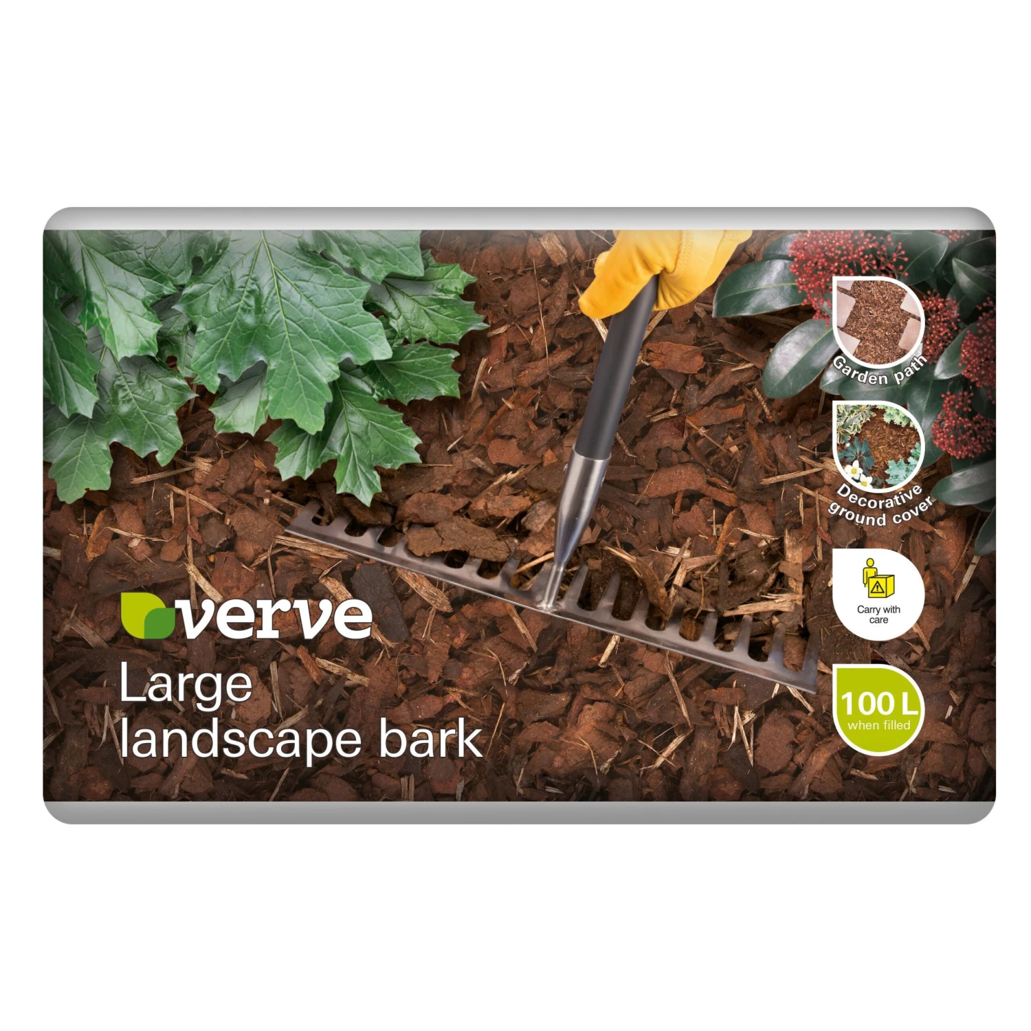 Verve Dark Brown Bark Chippings Large 100L Bag 3 Verve Dark Brown Bark Chippings Large 100L Bag
