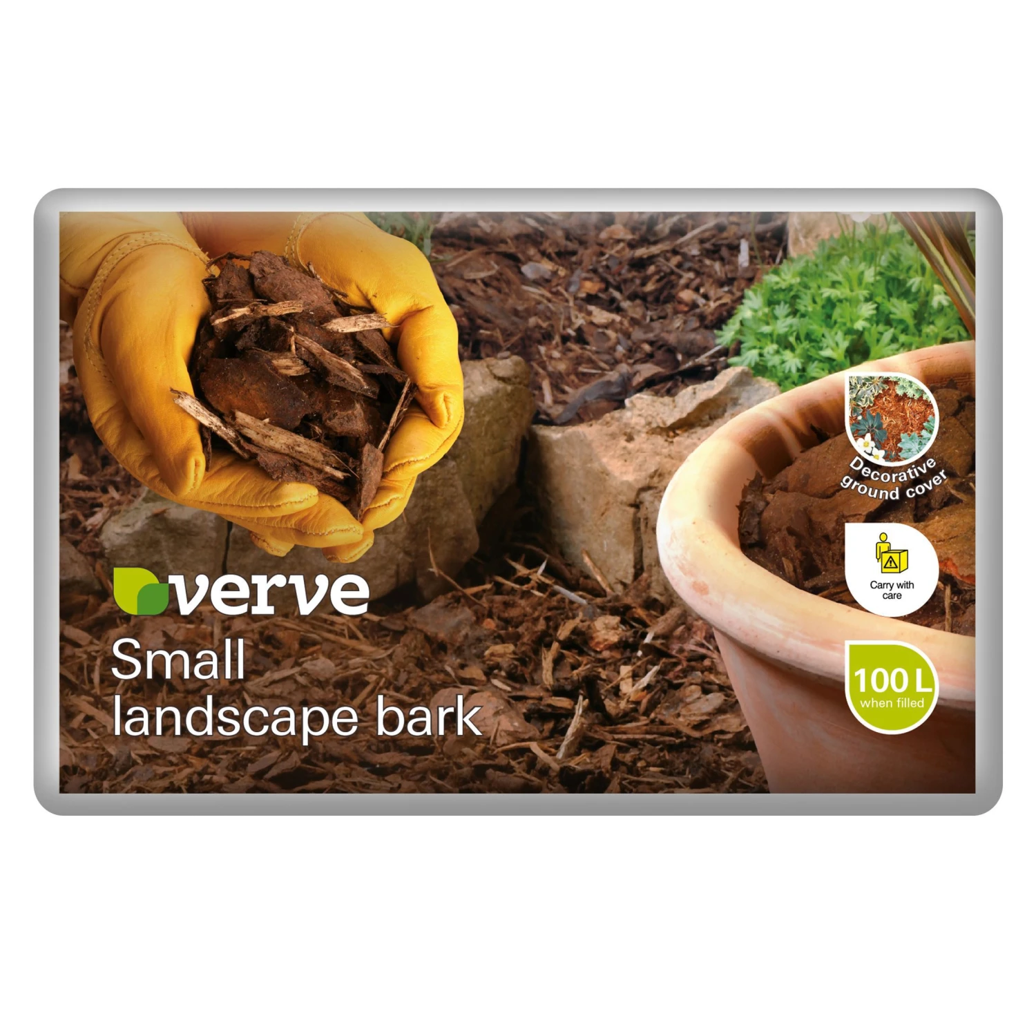 Verve Dark Brown Bark Chippings Small 100L Bag 3 Verve Dark Brown Bark Chippings Small 100L Bag