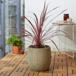 Verve Kulun Beige Knitted Effect Fibreclay Circular Plant Pot (Dia)29cm -Gardens and Outdoor verve kulun beige knitted effect fibreclay circular plant pot dia 29cm5059340327693 01i