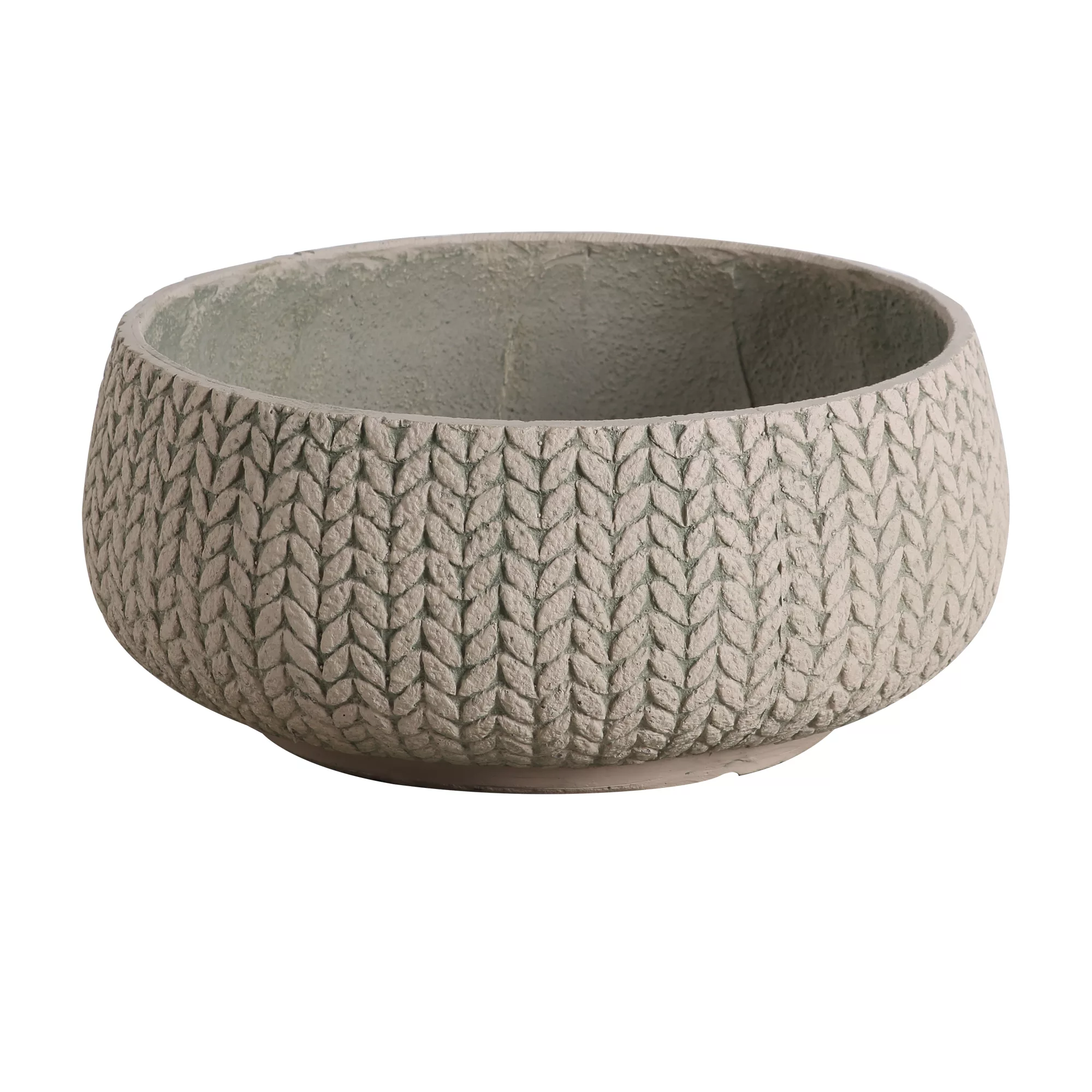 Verve Kulun Beige Knitted Effect Fibreclay Circular Plant Pot (Dia)37cm 3 Verve Kulun Beige Knitted Effect Fibreclay Circular Plant Pot (Dia)37cm