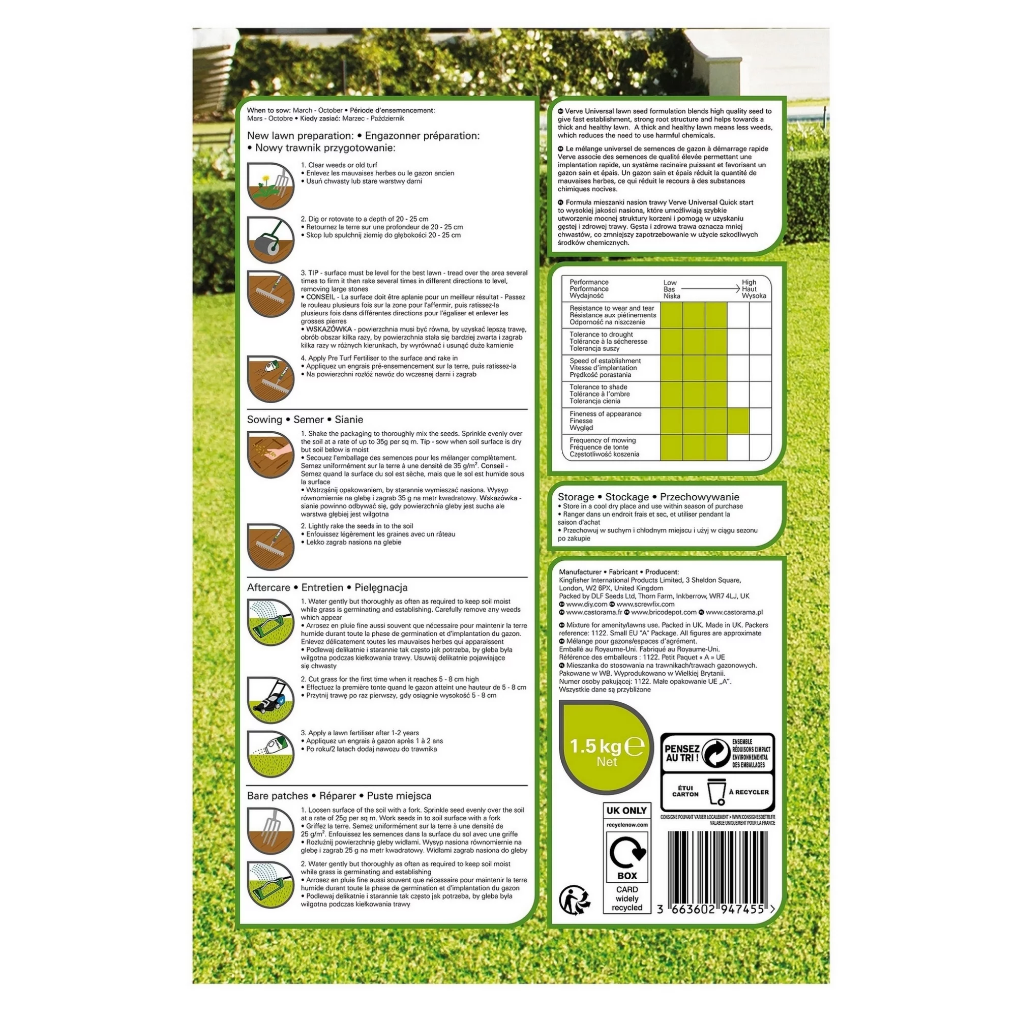 Verve Universal Grass Seeds, 1.5kg 4 Verve Universal Grass Seeds, 1.5kg - Image 2
