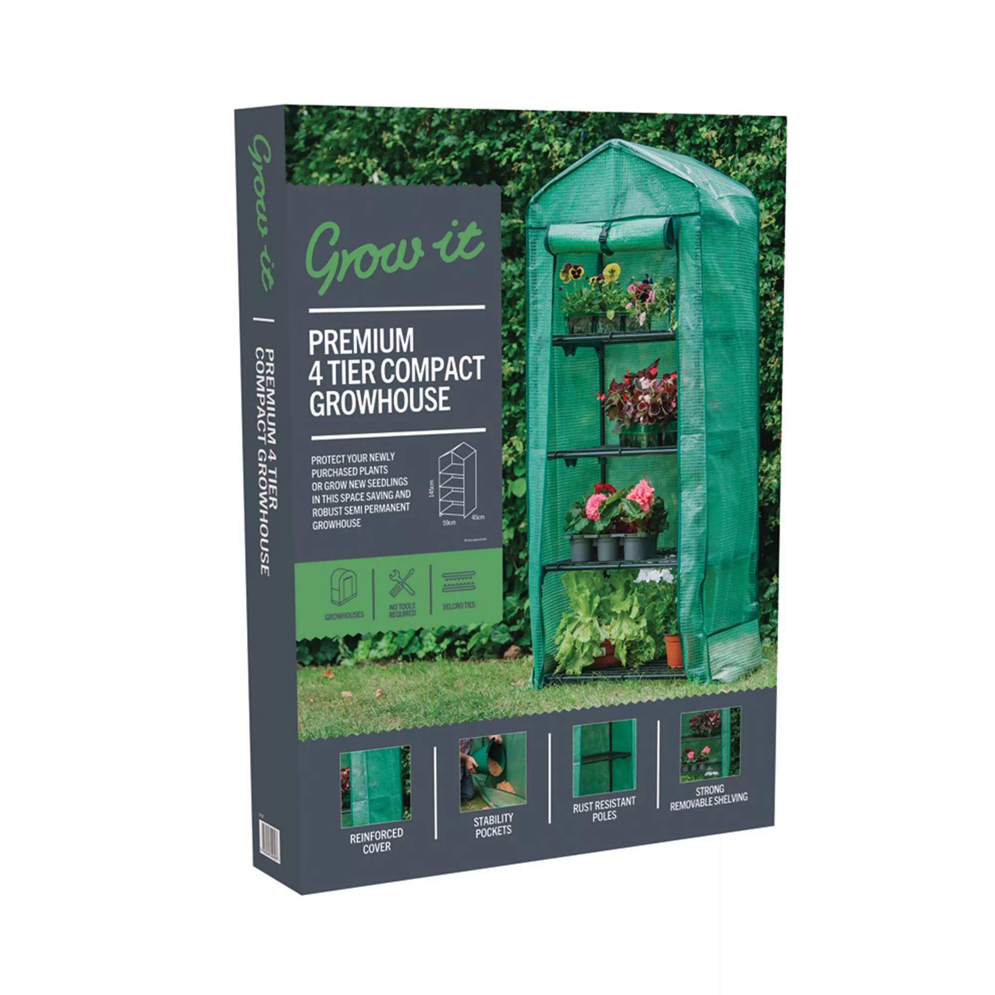 Westland Plastic Grow It Premium 4 Tier Compact Growhouse 4 Westland Plastic Grow It Premium 4 Tier Compact Growhouse - Image 2