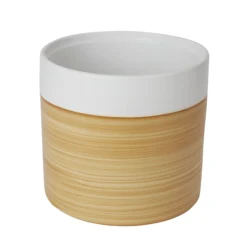 White Clay Wood Effect Plant Pot (Dia)27.8cm